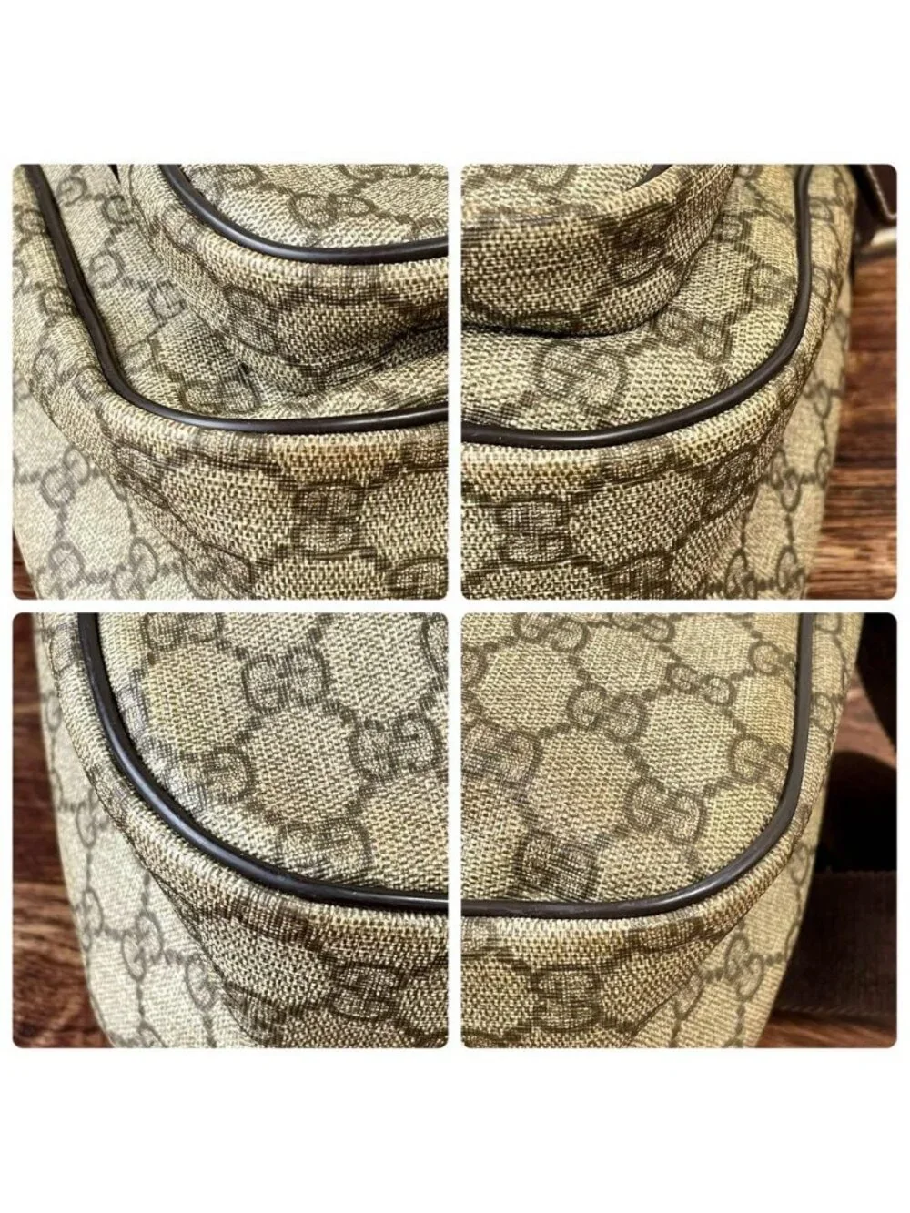 Gucci GG Supreme Leather Shoulder Bag Brown